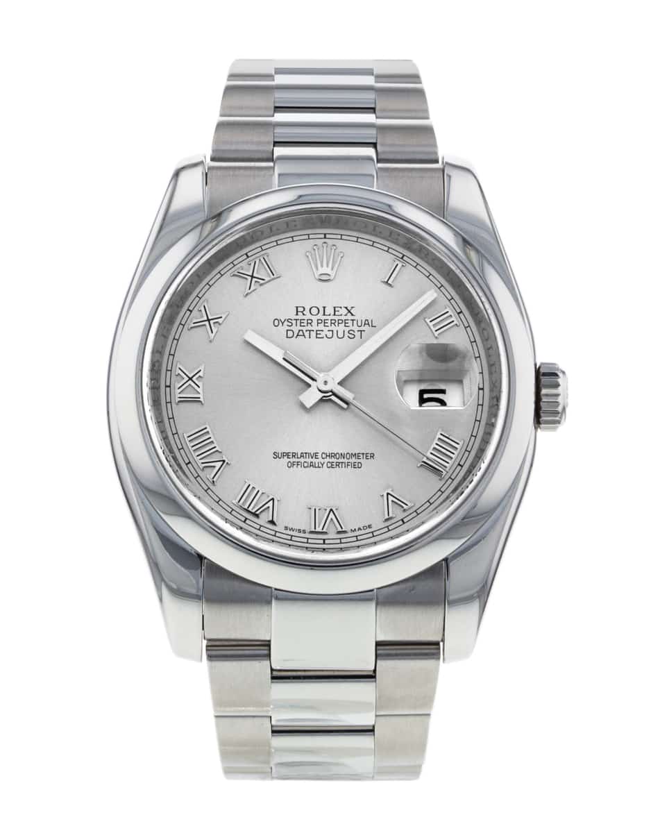 Rolex Datejust Rhodium Roman Numeral Dial Bracelet Strap